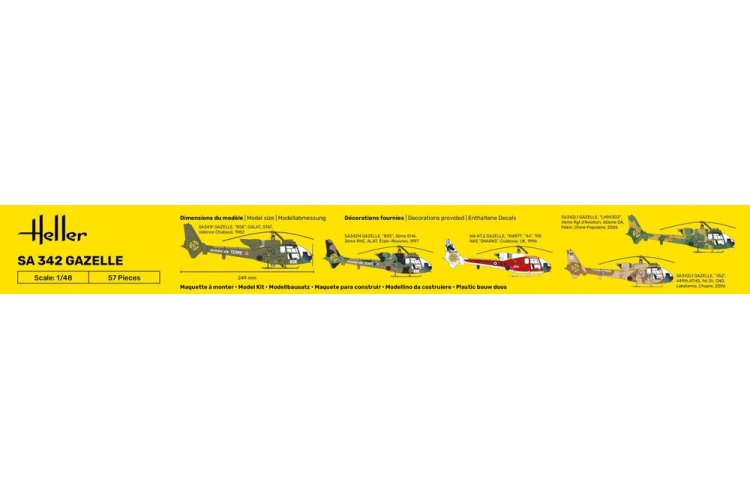 1:48 Heller 56486 SA 342 Gazelle Heli - Starter Kit - Hel564864 - HEL56486