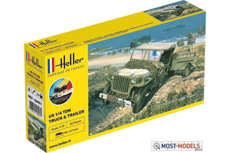 1:72 Heller 56997 US 1/4 Ton Truck Trailer - Starter Kit - Hel56997 1 - HEL56997