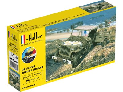 1:72 Heller 56997 US 1/4 Ton Truck Trailer - Starter Kit - Hel56997 - HEL56997