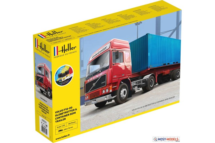 1:32 Heller 57702 Volvo F-12-20 Globetrotter w Container&trailer - Starter Kit - Heller57702 1 - HEL57702