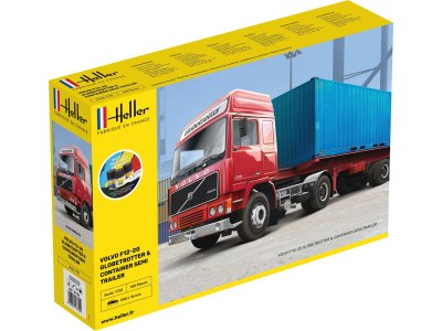 1:32 Heller 57702 Volvo F-12-20 Globetrotter w Container&trailer - Starter Kit - Heller57702 - HEL57702
