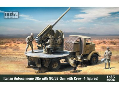 1:35 IBG Models 35066 Italiaanse Autocannone 3Ro met 90/53 Kanon en Bemanning 4 Figuren - Ibg35066 - IBG35066