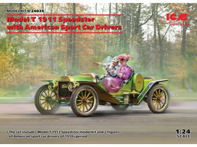 1:24 ICM 24026 Model T 1913 Speedster with American Sport Car Drivers - Icm24026 - ICM24026