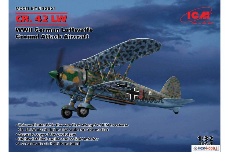 1:32 ICM 32021 CR.42 LW WWII German Luftwaffe Ground Attack Aircraft - Icm32021 1 - ICM32021