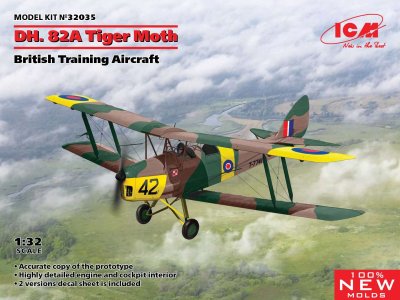 1:32 ICM 32035 DH.82 Tiger Moth - British Training Aircraft w/NL Decals - Icm32035 - ICM32035NL