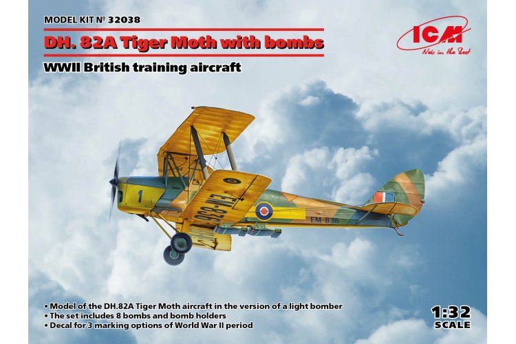 1:32 ICM 32038 DH. 82A Tiger Moth with bombs - WWII British - Icm32038 en 2 - ICM32038