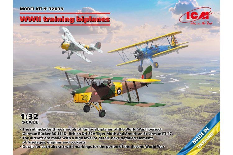 1:32 ICM 32039 WWII training biplanes - Bucker Bu 131D - DH.82A Tiger Moth - Stearman PT-17 - Icm32039 1 - ICM32039