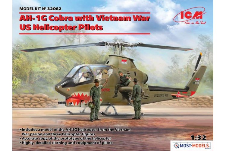 1:32 ICM 32062 AH-1G Cobra with Vietnam War US Helicopter Pilots - Icm32062 en 1 - ICM32062