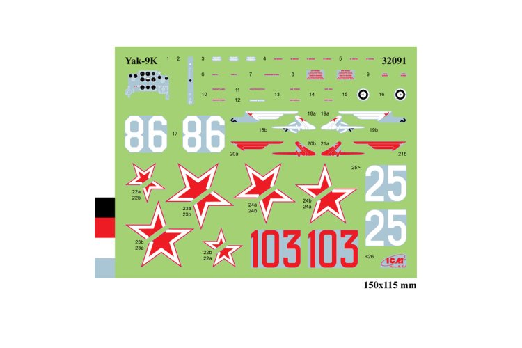 1:32 ICM 32091 Yak-9K - WWII Soviet fighter - Icm32091 decals v2 - ICM32091