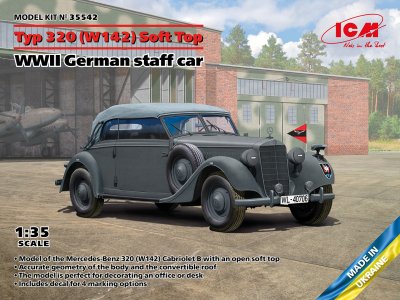 1:35 ICM 35542 Mercedes-Benz Typ 320 (W142) Soft Top - WWII German staff car - Icm35542 - ICM35542
