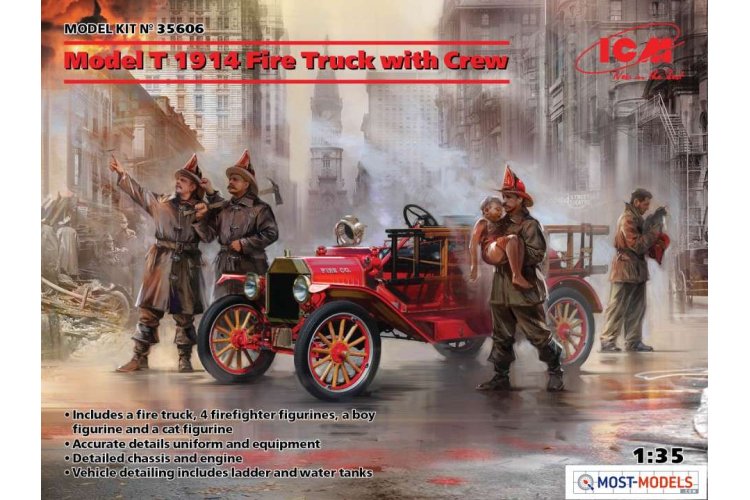 1:35 ICM 35606 Model T 1914 Fire Truck with Crew  - Icm35606 en 1 - ICM35606