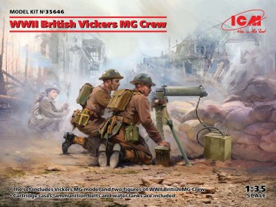 1:35 ICM 35646 WWII British Vickers MG Crew (Vickers MG & 2 figures) - Icm35646 - ICM35646