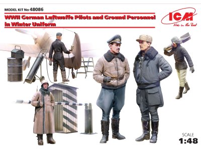 1:48 ICM 48086 WWII German Luftwaffe Pilots + Ground Personnel in Winter Uniform - Icm48086 - ICM48086