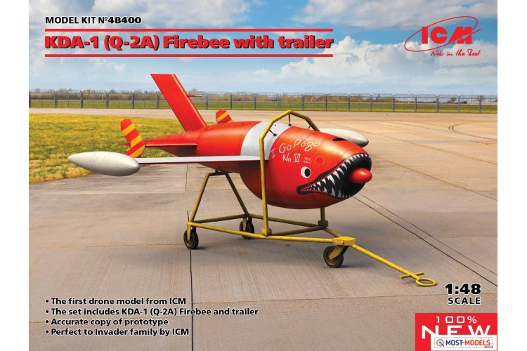 1:48 ICM 48400 Q-2A (KDA-1) Firebee with trailer (1 airplane and trailer) - Icm48400 en 1 - ICM48400