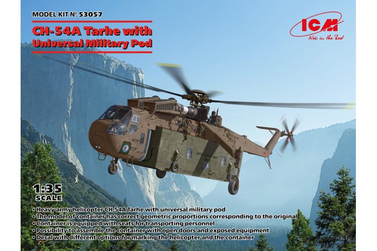 1:35 ICM 53057 Sikorsky CH-54A Tarhe Skycrane Helicopter with Universal Military Pod - Icm53057 1 - ICM53057