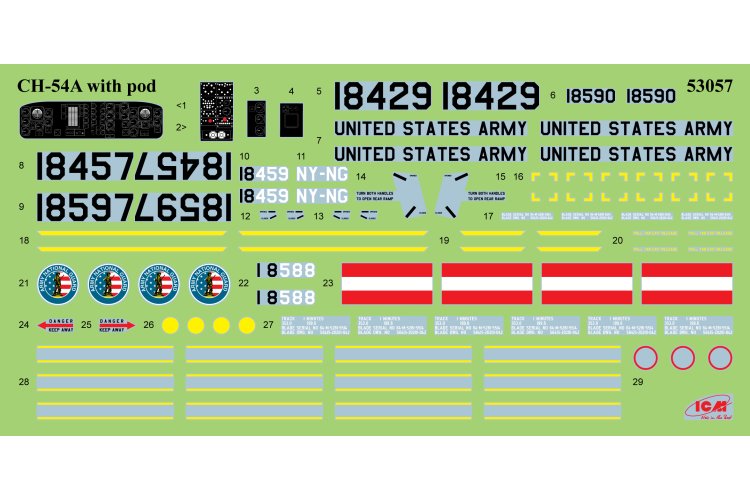 1:35 ICM 53057 Sikorsky CH-54A Tarhe Skycrane Helicopter with Universal Military Pod - Icm53057 25 - ICM53057