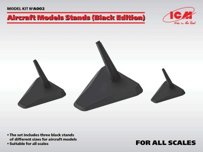 ICM A002 Aircraft Model Stands - Black Edition - for 1:144, 1:72, 1:48 & 1:32 - Icma002 en - ICMA002