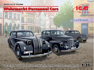 1:35 ICM DS3504 Wehrmacht Personnel Cars (Kadett K38 Saloon, Kapitan Saloon, Admiral Saloon) - Icmds3504 - ICMDS3504