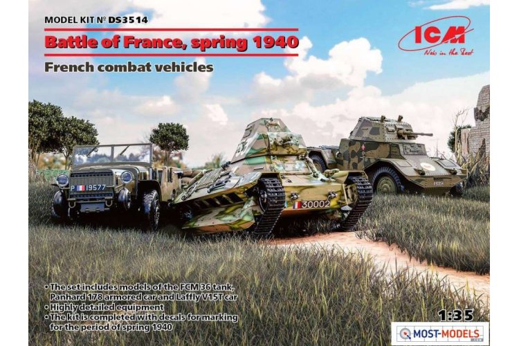 1:35 ICM DS3514 Battle of France, spring 1940 (Panhard 178 AMD-35, FCM 36, Laffly V15T) - Icmds3514 en 1 - ICMDS3514