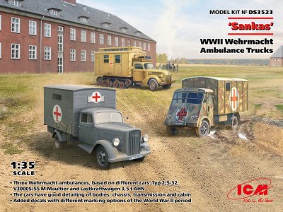 1:35 ICM DS3523 'Sankas' WWII Wehrmacht Ambulance Trucks - 3 Trucks Included - Icmds3523 1 - ICMDS3523