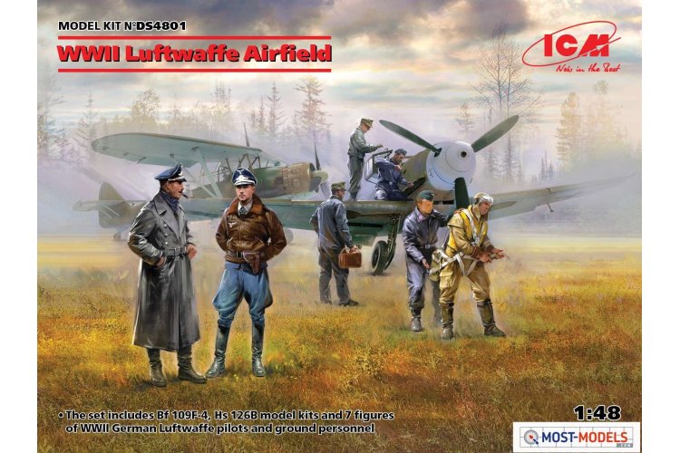 1:48 ICM DS4801 WWII Luftwaffe Airfield - 2 Planes - 7 Figures Set - Icmds4801 en 1 - ICMDS4801