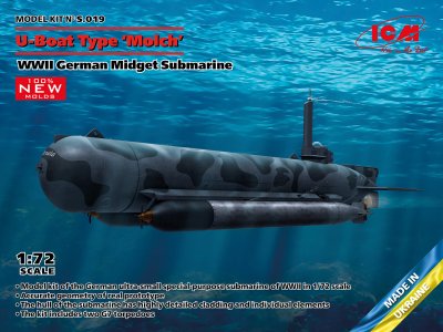 1:72 ICM S019 U-Boat Type - Molch - WWII Germen Midget Submarine - Icms 019 - ICMS019