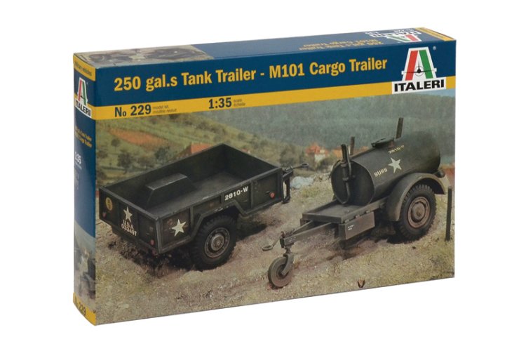 1:35 Italeri 0229 Tanktrailer van 250 gallon en M101 Vrachttrailer - Ita0229 1 - ITA0229