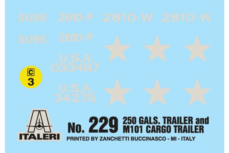 1:35 Italeri 0229 Tanktrailer van 250 gallon en M101 Vrachttrailer - Ita0229 3 - ITA0229