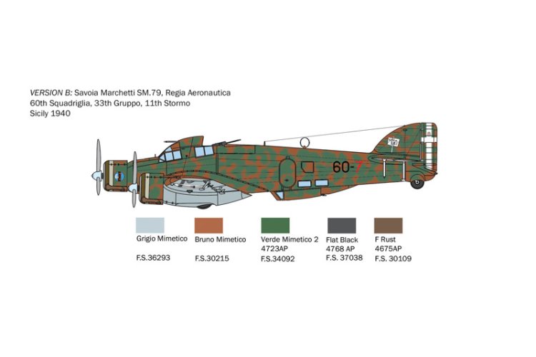 1:72 Italeri 1412 S.79 Sparviero - Bomber version Plane - Ita1412 3 - ITA1412