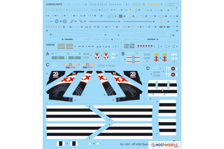 1:72 Italeri 1457 EF-2000 Typhoon In R.A.F. Service Plane - Ita1457 decals - ITA1457