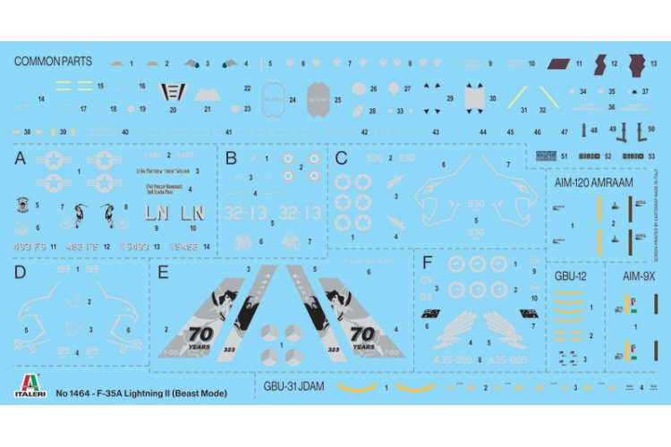 1:72 Italeri 1464 F-35A Lightning II - Beast Mode - Ita1464 decals - ITA1464