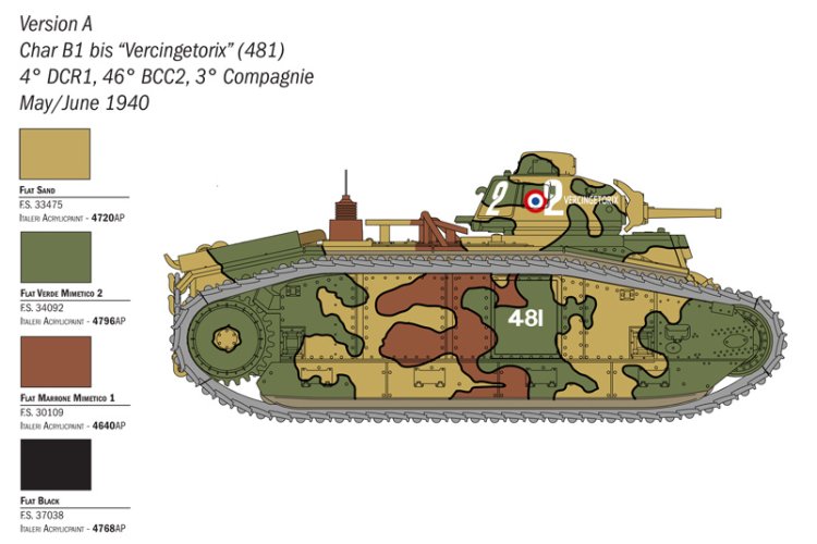 1:56 Italeri 25766 Char B1 Bis Tank WWII - Ita25766 4jpeg - ITA25766