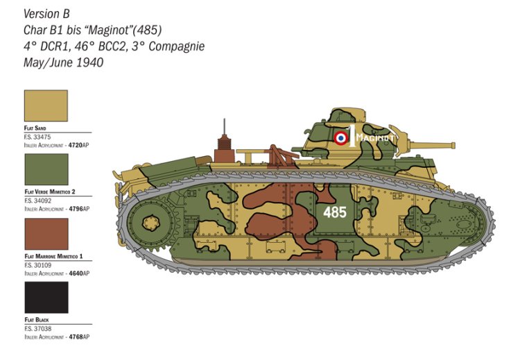 1:56 Italeri 25766 Char B1 Bis Tank WWII - Ita25766 5 - ITA25766