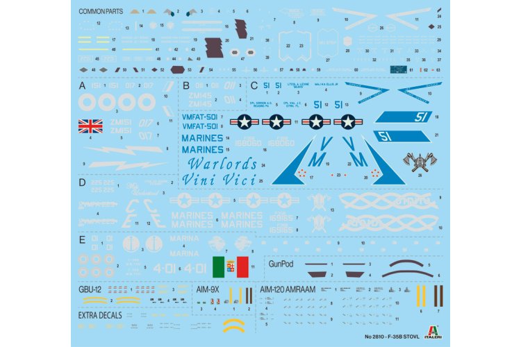 1:48 Italeri 2810 F-35 B Lightning II - Lockheed Martin - STOVL - Ita2810decals - ITA2810