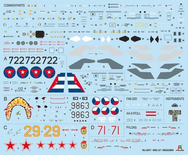 1:48 Italeri 2817 MiG-27/MiG-23BN Flogger Plane - Ita2817 decals - ITA2817