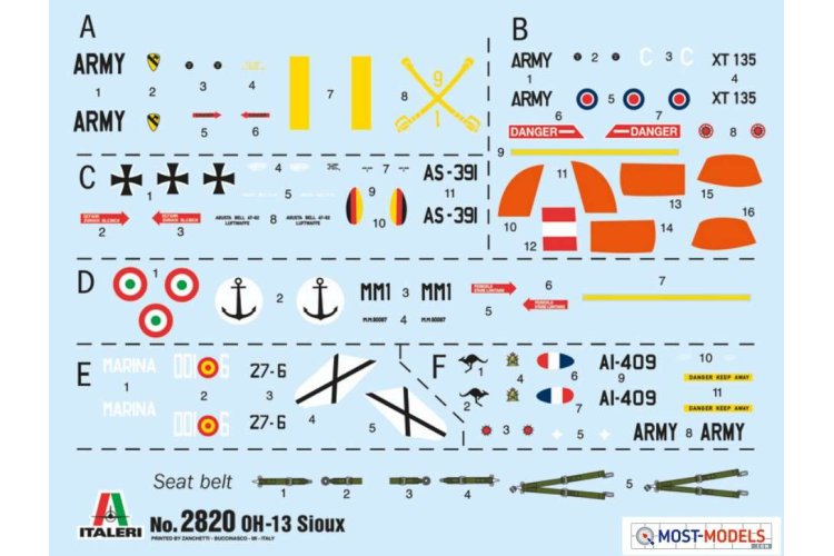 1:48 Italeri 2820 OH-13 Sioux Helicopter - Ita2820 decals - ITA2820