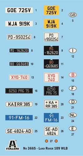 1:24 Italeri 3665 Land Rover 109 LWB - Ita3665 decals - ITA3665