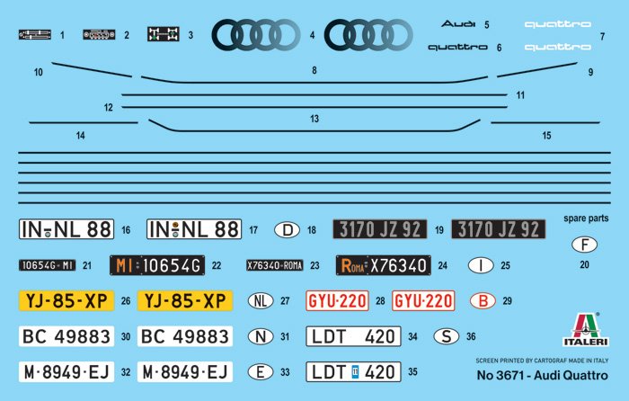 1:24 Italeri 3671 Audi Quattro - Rood - Auto - Ita3671 2 - ITA3671