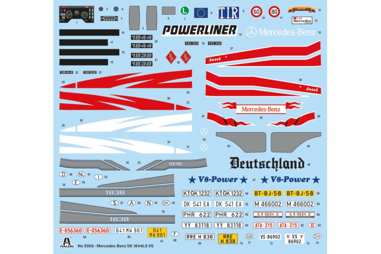 1:24 Italeri 3956 Mercedes-Benz SK 1844 LS V8 - Ita3956decals - ITA3956