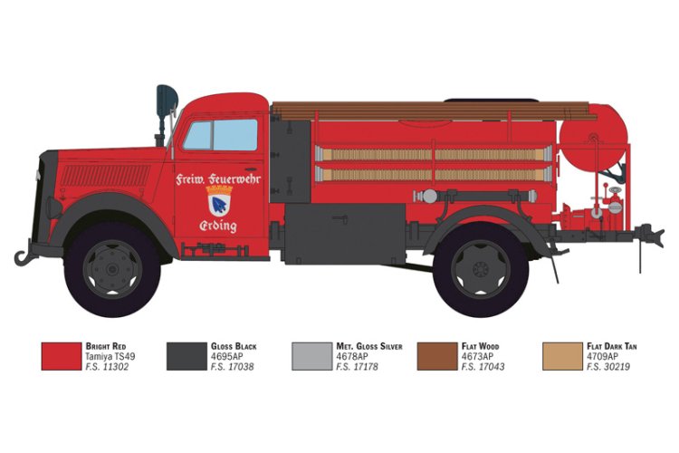 1:24 Italeri 3966 Opel Blitz Brandweerwagen - Truck - Ita3966 4 - ITA3966