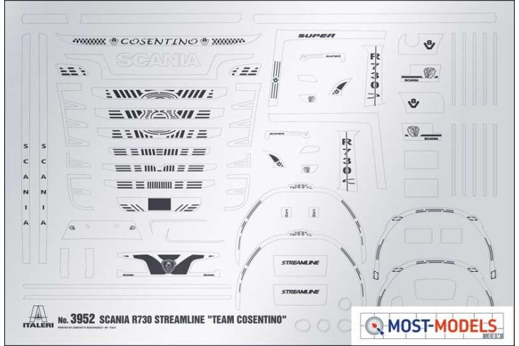 1:24 Italeri 3952 Scania R730 V8 Streamline - Show Truck - Italeri 3952 scania chrome stickers - ITA3952