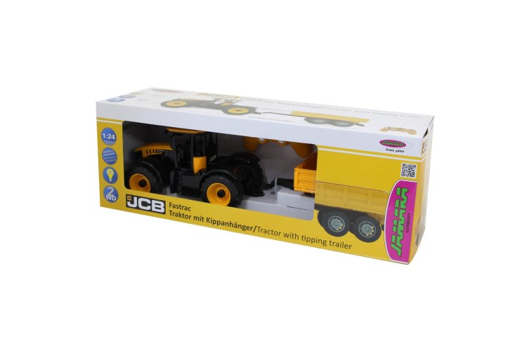 1:24 Jamara 405305 RC Tractor JCB Fastrac met Kieptrailer - Geel - 2,4GHz - Jam405305 jcb fastrac traktor with2 - JAM405305