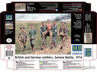1:35 Master Box MB35158 British & German Soldiers, Somme Battle, 1916 - Mas35158 - MASMB35158