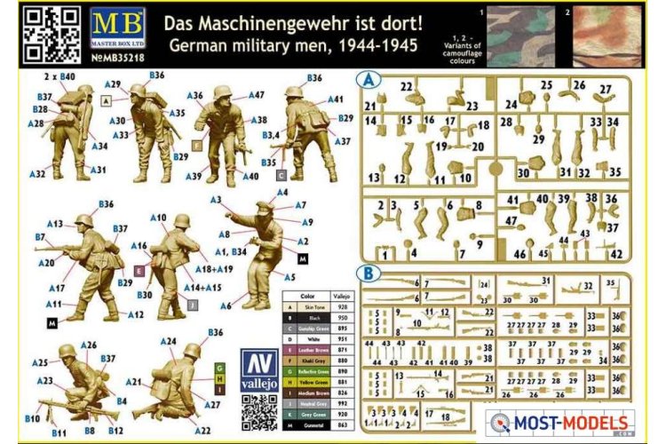 1:35 Master Box 35218 German Military Men 1944-45 - Das Maschinengewehr ist dort! - Figures - Masmb35218 - MASMB35218