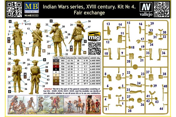 1:35 Master Box 35222 Indian wars series -  XVIII century -  kit No 4 Fair exchange - Masmb35222 2 - MASMB35222