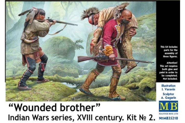 1:35 Master Box 35210 Wounded Brother - Indian Wars XVII Century Kit #2 - Mb35210 1 - MASMB35210