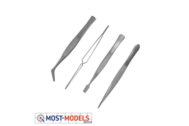 ModelCraft PTW5000 4 Pce Stainless Steel Tweezers Set - Mcrptw5000 - MCRPTW5000-XS