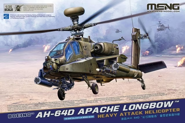 1:35 MENG QS004 Boeing AH-64D Apache Longbow - Heavy Attack Helicopter - Menqs004 - MENQS004