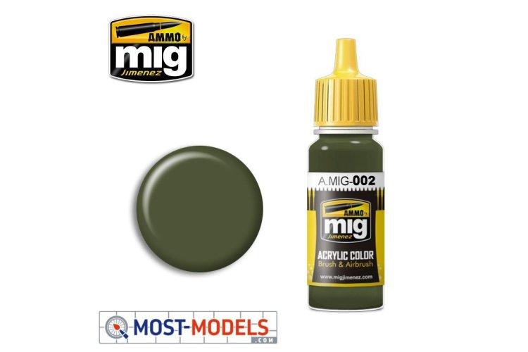 AMMO MIG 0002 Olive Green Opt. 2 RAL 6003 - Acryl - Mig0002 2 - MIG0002-XS