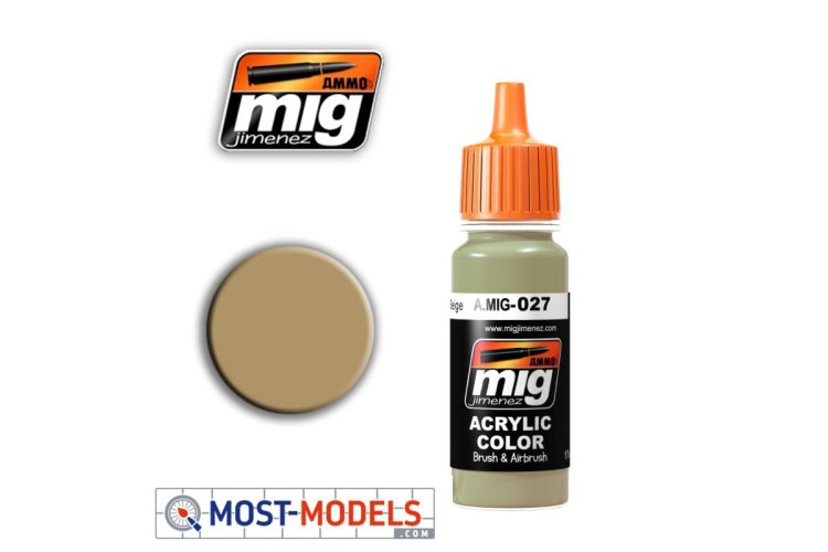 AMMO MIG 0027 F9 German Sand Beige RAL 8031 - Acryl - Mig0027 2 - MIG0027-XS